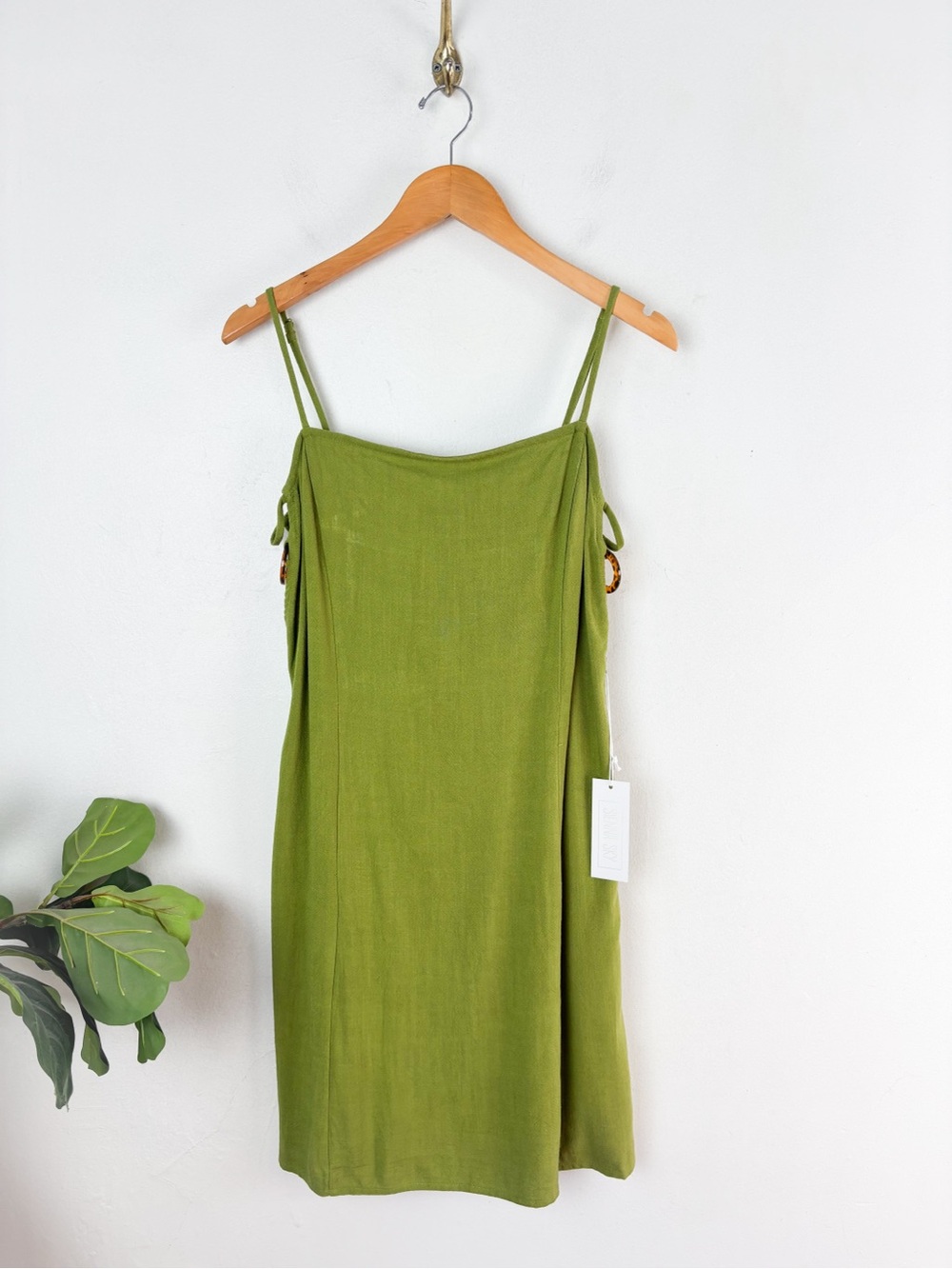 NWT Sienna Sky Green Linen Blend Mini Dress Sz XL